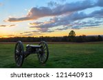 Manassas National Battlefield Park cannon at sunset