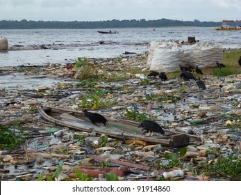 Manaus, 02 January 2012. Shocking picture of water pollution on the banks of the Rio Negro. Manaus - Amazonas, Brazil - Shutterstock ID 91914860