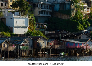 Manaus, Amazon / Brazil - April 28, 2011: Port region of Manaus city, 'palafitas' popular houses.