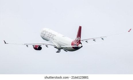 Manchester Airport, United Kingdom - 26 May, 2022: Virgin Atlantic Airbus A330 (G-VWAG) Departing For Orlando (MCO), United States.