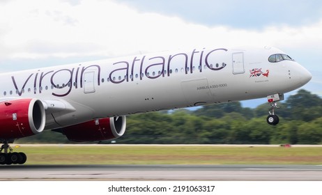 Manchester Airport, United Kingdom - 3 July, 2022: Virgin Atlantic Airbus A350 (G-VEVE) Departing For Orlando (MCO), United States.