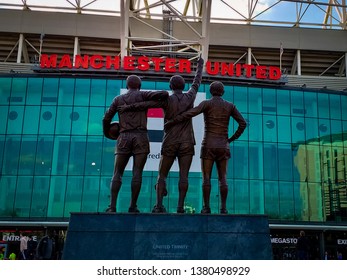 Manchester , England - 11/04/2019 : Statue Outside Old Trafford Called 