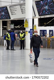 Manchester, England - 24th July 2020: Few Commuters Brave Train Travel During The Corona Virus Pandemic - Mask Wearing Compulsory On Public Transport In The UK Following New Government Legislation