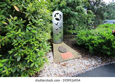 Manchester, England - 25 June 2016: Commemorative Stone Of First Trial Gliders For Military Purposes In 1940 - Formation Of The Glider Pilot Regiment Army Air Corps - At Manchester Airport