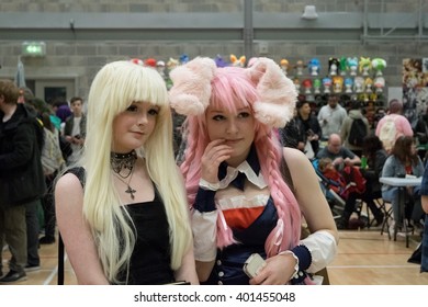 MANCHESTER, ENGLAND - APRIL 2, 2016: Unidentified Cosplayers Pose At The Manchester Anime And Gaming Convention