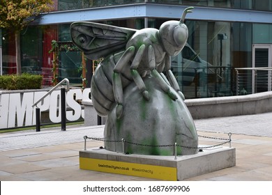 Manchester, England - Aug, 18, 2019: Manchester Bee Sculpture Part Of The Bee In The City Tour.