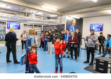 MANCHESTER - ENGLAND, MAY 16, 2019 : A Group Tour Visit Etihad Stadium; The Home Ground Of Manchester City Football Club.