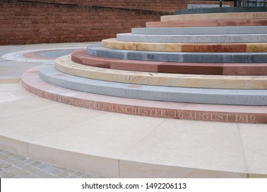 Manchester, England, UK - 08/30/2019: Memorial By Jeremy Deller To Victims Of The Peterloo Massacre 1819, Manchester, England, UK
