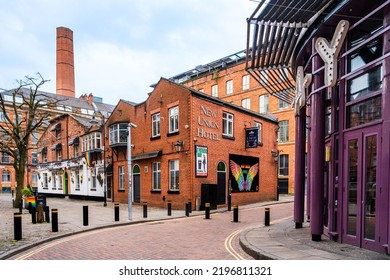 Manchester, Lancashire, England, UK - March 2022: The New Union Hotel In The Gay Village In Mancester City Center