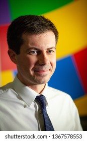 Manchester, NH - April 5, 2019: Democratic 2020 U.S. Presidential Candidate Pete Buttigieg Campaigns In New Hampshire