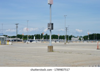 Manchester, NH/USA-July 25, 2020: Empty Airport Parking Lot During Pandemic