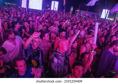 Manchester, Tennessee USA - 06-18-2022: Disclosure Plays From Large EDM Crowd At Bonnaroo Music Festival