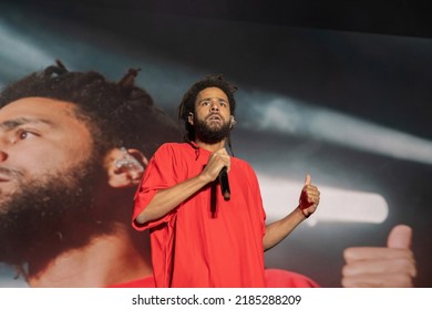 Manchester, Tennessee USA - 06-18-2022: J Cole Performs At Bonnaroo Music Festival