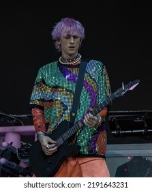 Manchester, Tennessee USA - 06-19-2022: Machine Gun Kelly And His Band Play Bonnaroo Music Festival