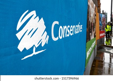 Manchester UK 29 Sept 2019 Conservative Party Conference Banner Outside Manchester Conference 