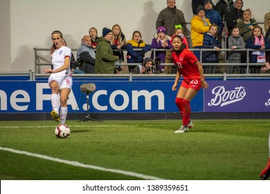 Manchester, UK - 5 April 2019: England's Jill Scott Passes The Ball Back To Her Teammate