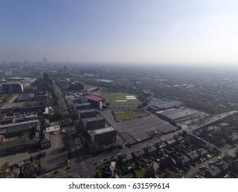 MANCHESTER, UK - APRIL 2017: Aerial View Of Old Trafford, Manchester Cricket Ground.