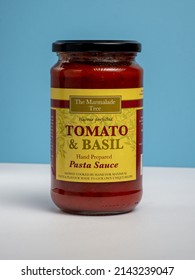 Manchester UK April 2022 Jar Of Tomato And Basil Pasta Sauce The Marmalade Tree Brand