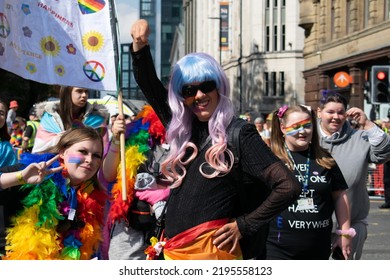 Manchester UK. August 27, 2022. Manchester Pride Parade. Banner With Peace Sign. Theme March For Peace.