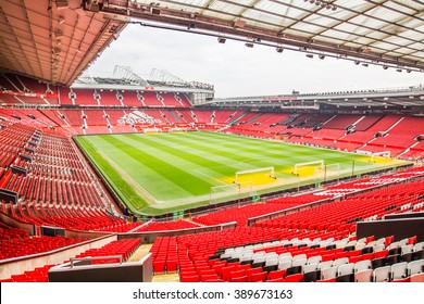 Manchester, UK - February 27, 2016: Old Trafford is a football stadium in Old Trafford, Greater Manchester, England, and the home of Manchester United with a capacity of 75,635.