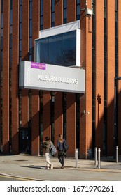 Manchester UK, March 13, 2020. Kilburn Building, Department Of Computer Science, University Of Manchester Oxford Road With Brick Columns And Narrow Windows