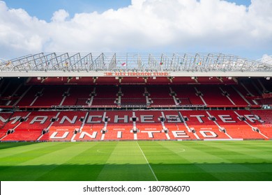 Manchester, UK - MAY 17, 2019:The Sir Alex Ferguson stand of Old Trafford football stadium, Old Trafford is the largest stadium home of Manchester united football club.