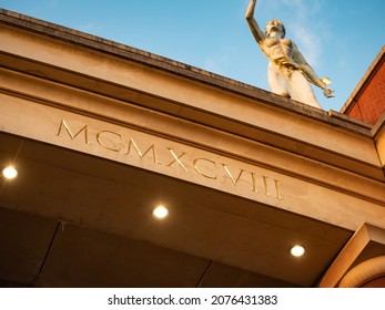 Manchester UK Nov 2021Latin Writing Roman Numerals On The Side Of Building