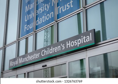 Manchester, United Kingdom - 03/01/2019: Royal Manchester Childrens Hospital Front