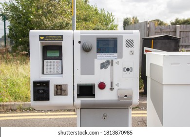 Manchester, United Kingdom - 12th Sept 2020: Parking Ticket Machines At Manchester Airport