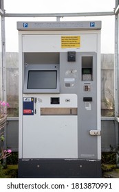 Manchester, United Kingdom - 12th Sept 2020: Parking Ticket Machines At Manchester Airport