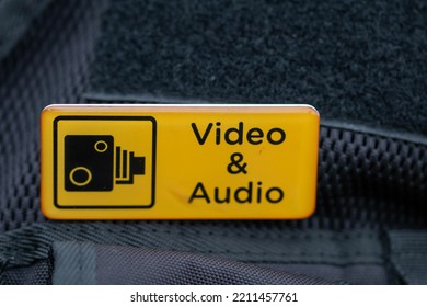 Manchester, United Kingdom - 17th Sept 2022: CCTV Recording Badge On A Uniform When Using A Body Cam.