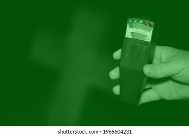 Manchester, United Kingdom - 22nd April 2021: Paranormal Investigator K2 Meter In Night Vision With LED Lights.