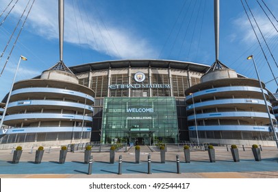 MANCHESTER, UNITED KINGDOM - 3 OCT 2016: Etihad Stadium is the home ground of Manchester City FC. It is the fourth-largest stadium in the Premier League and eighth-largest in the United Kingdom - Shutterstock ID 492544417