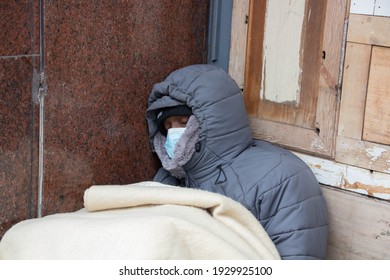 Manchester, United Kingdom - 5th March 2021: Black Homeless Man In A Doorway In Manchester.