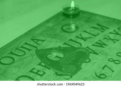 Manchester, United Kingdom - 6th May 2021: Ouija Board In Night Vision Green, Depth Of Field.