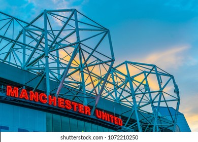 MANCHESTER, UNITED KINGDOM, APRIL 11, 2017: Old trafford stadium of Manchester United during sunset, England
