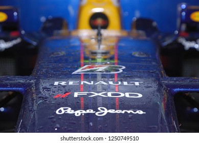 Manchester, United Kingdom - August 15, 2018. Close Up View Of Formula 1 Car. Official Renault Formula 1 Car.