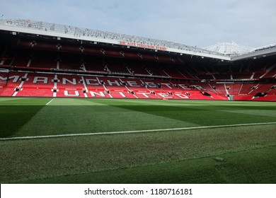 "Manchester, United Kingdom- September 1,2018: A beautiful picture of a five star Old Trafford Stadium during tour and weekend. It is home for Manchester United Football Club."