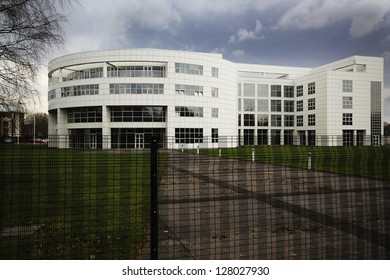 MANCHESTER,UK - FEBRUARY 2013: The Stark Modern Exterior Of The Siemens Complex, Manchester, February 11, 2013. The Prime Minister Praises Siemens For Its  Prized Apprenticeship Programme After Visit