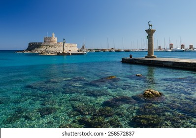 Mandaki Port In Rhodes Island Greece