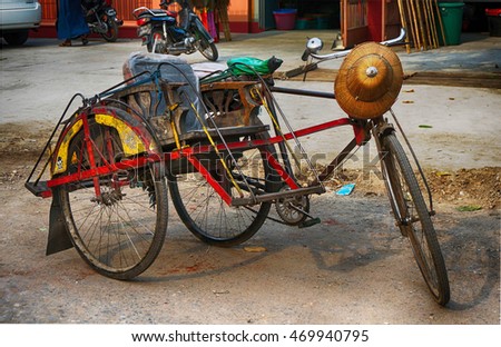 Mandalay  Myanmar Burma Colorful Cycle bike taxi 
