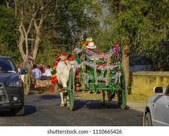 Mandalay, Myanmar - Feb 10, 2017. Burmese People At Shinbyu (pabbajja) Ceremony Of Theravada Buddhism In Mandalay, Myanmar.