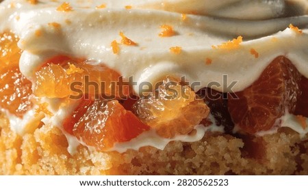 Mandarin Layer Cake Texture Background with Fresh Citrus Cream