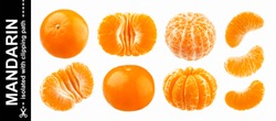 Mandarine, Tangerine Or Clementine Isolated On White Background With Clipping Path. Collection