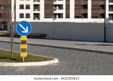 Mandatory detour on right or keep right road sign, street safety