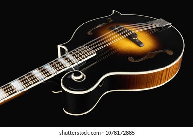 Mandolin isolated on black background. Music concept.