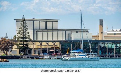 Mandurah, WA / Australia - 02/07/2020. The Mandurah foreshore is popular with tourists having restaurants, fish & chips, boating, entertainment and seagulls.