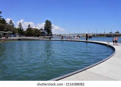 MANDURAH, WA - JAN 18 2022:Mandurah estuary pool.Mandurah is a  coastal city an popular travel destination in the Australian state of Western Australia