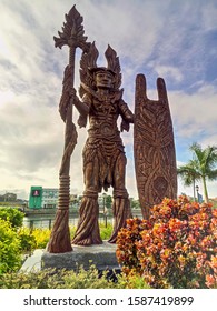 Mandurriao, Iloilo City / Philippines - January 10, 2017: A Statue of Dinagyang Warrior at the Iloilo River Esplanade Philippines.