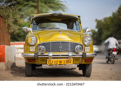 MANDVI, GUJARAT, INDIA - JANUARY 2009: Authentic Ambassador Taxi, Cars Made In India By Hindustan Motors